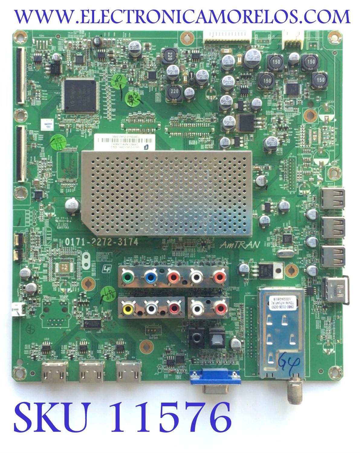 MAIN PARA TV VIZIO / NUMERO DE PARTE 3640-0912-0150 / 0170-2272-3174 / 0K0431A4N33844C / 3642-0912-0395 / PANEL LC420EUH-SCR1 / MODELO M420NV - Imagen 1